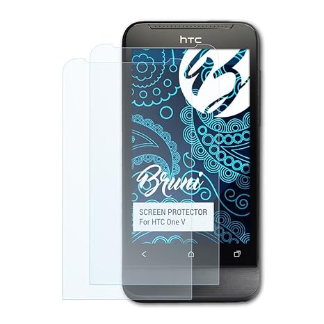 Bruni Schutzfolie für HTC One V Folie, glasklare Displayschutzfolie (2X)