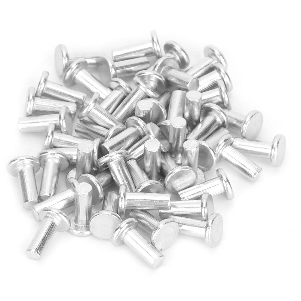 100pcs M4 Flat Head Solid Rivets for Aluminum Assorted Solid Rivet Kit GB867 Standard Heavy-Duty Fastening Tool for Metal Fabrication & DIY Projects