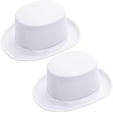 SGBETTER 2 Pcs White Top Hats Felt Magician Hat Circus Show Hat Plain Top Costume Hat for Adult Men Women Halloween Cosplay Dress Up