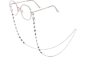 HONGEELY Eyeglass Chain Silver Stainless Steel Handmade Necklace for Reading Glasses Sunglass Beaded Chains for Men Women