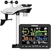 Sainlogic Weather Stations Wireless Indoor Outdoor SA6, Weather Station with Rain Gauge and Wind Speed, Weather Forecast, Temperature, Air Pressure, Humidity, Moon Phase, Alarm Clock(No WiFi)