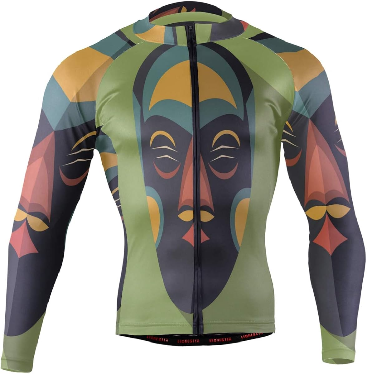 African Art Tribal Print Men's Cycling Jersey Long Sleeve