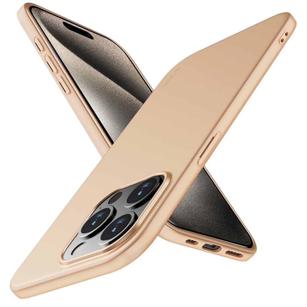 X-level Compatible with iPhone 15 Pro max Case Slim Fit Ultra-Thin [Guardian Series] Soft TPU Matte Finish Coating Phone Cases Lightweight Anti-Scratch Back Cover Grip 6.7" (2023)-Gold