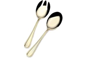 Gourmet Basics by Mikasa 2 Piece Halston Gold-Plated Stainless Steel Salad Serving Set, Silver