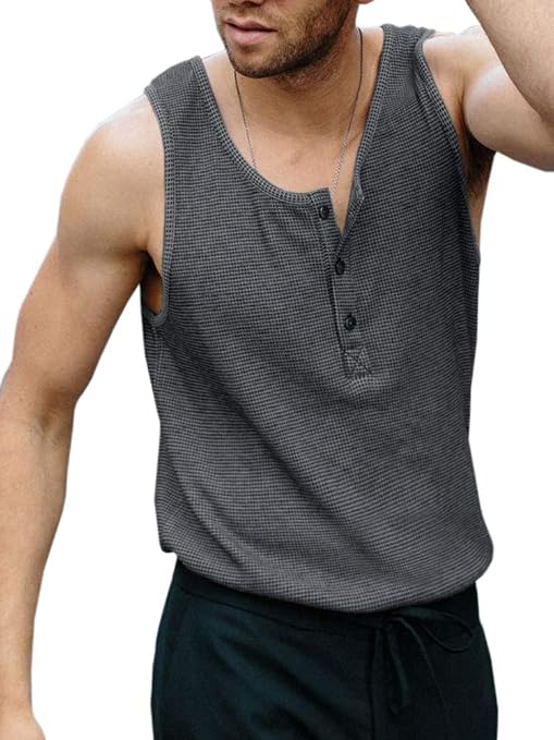 sleeveless henley mens