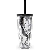 Tervis Marble - Quicksilver Made in USA Double Walled Insulated Tumbler Travel Cup Keeps Drinks Cold & Hot, 24oz with Straw Lid, Classic