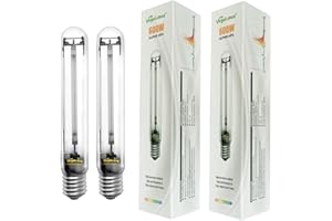 Vegelumax 2-Pack 600 Watt Hydroponic High Pressure Sodium HPS Grow Light Bulb Lamp,High PAR Enhanced Red and Orange Spectrum, CCT 2100K, Ultra Bright 90,000 Lumens,E39 Base