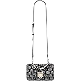 True Religion Shoulder Bag, Horseshoe Quilted Flap Purse with Chain Handle, Removable Crossbody Strap and Gold Hardware, Black