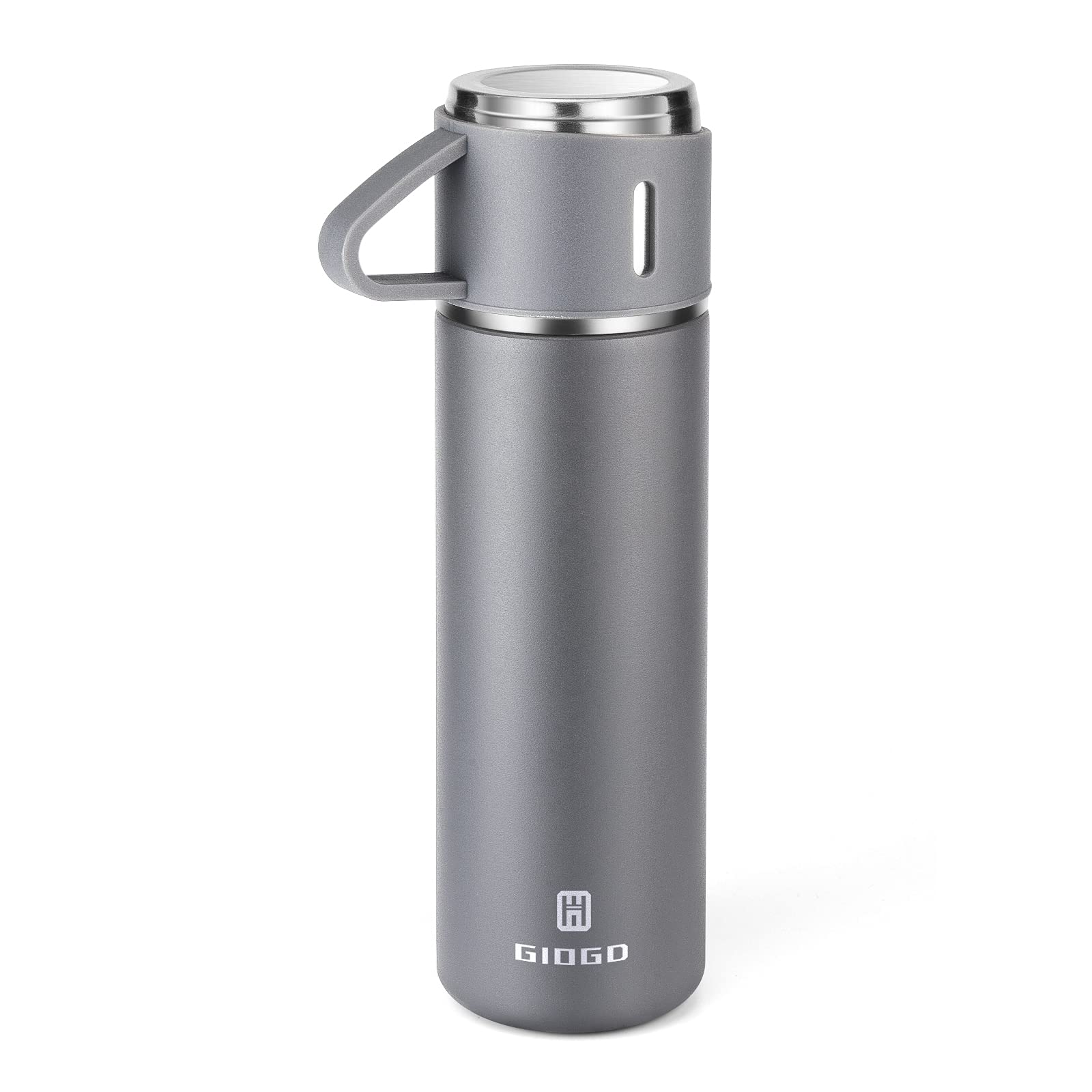 Vacuum Insulated Flask 500ml/16.9oz Stainless Steel Thermo Bottle with Cup for Coffee Water Hot and Cold Drink Flasks.(Gray,Single)