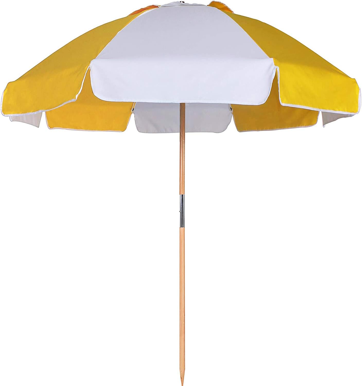 Amazon Com Ammsun 7 5ft Fiberglass Ribs Commercial Grade Beach Umbrella With Ash Wood Pole Carry Bag Yellow White Garden Outdoor