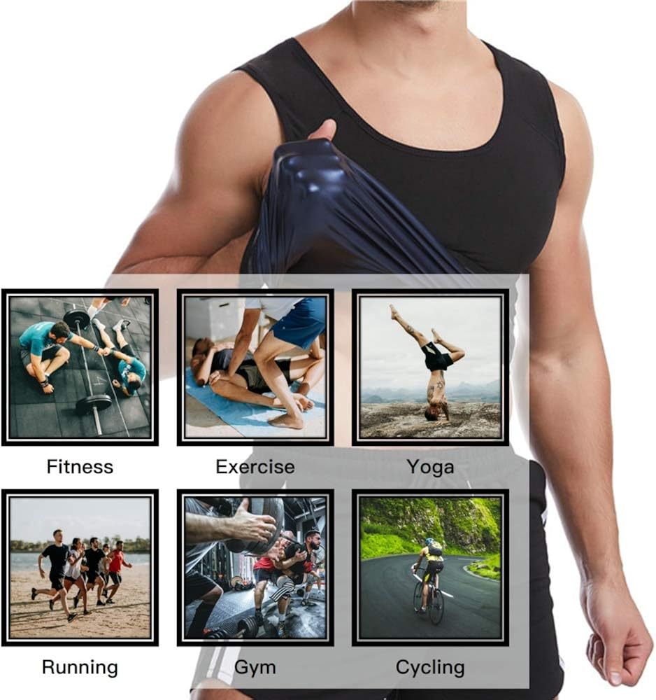 DEYACE Sauna Vest for Men, Men Tank Top Weight Loss, Compression Shirts for Men Slimming Body Shaper, Heat Trapping Vest: Clothing