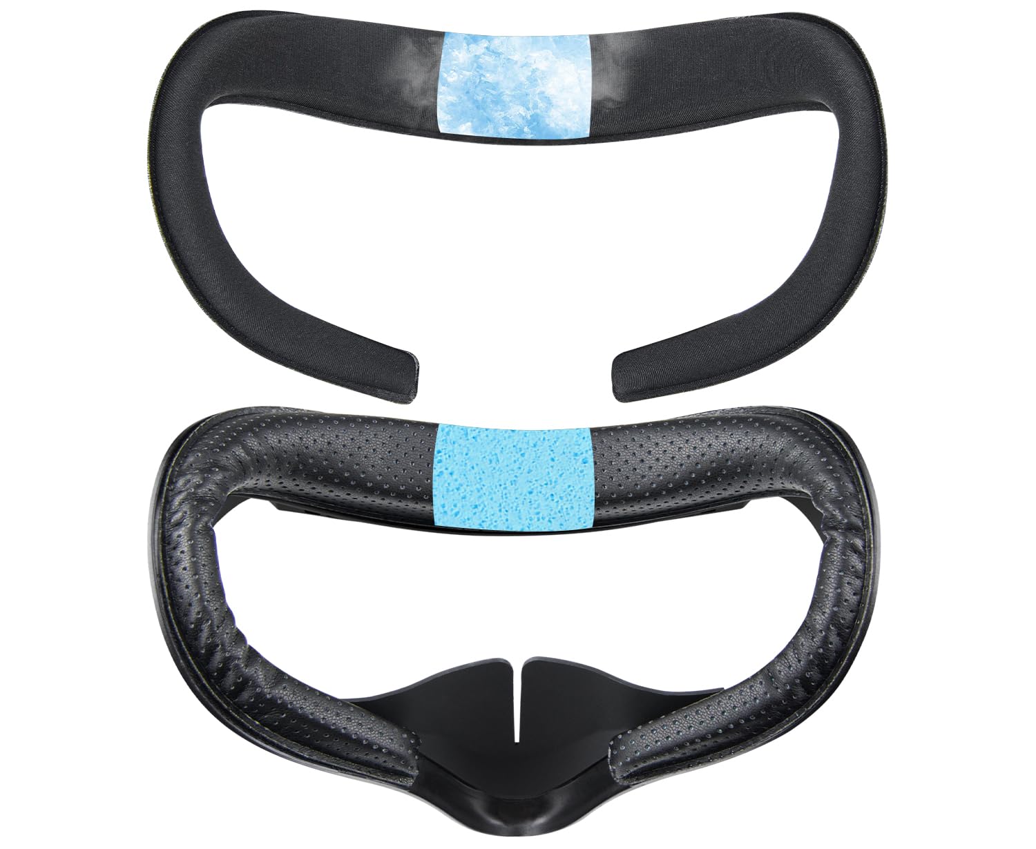 SOULWIT 2Pcs Cooling Gel Face Pad for Meta Quest 2, Replacement VR Headset Facial Interface Quick-Release Cushion Cover with Anti-Leakage Nose Guard
