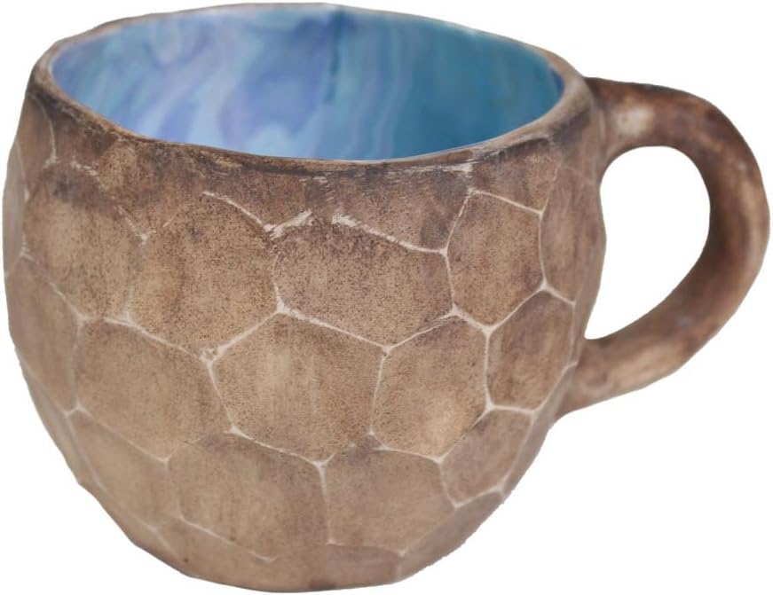 JoorBi, High quality cup "Square" ca.350 ml, Coffee cup, Teacup made of ceramic (clay) ", Handmade - unique, the perfect gift idea blue