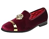 ELANROMAN Dress Shoes for Men Loafers Velvet Gold
