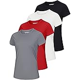 MAGCOMSEN 4 Pack Women's Short Sleeve Workout T-Shirts UPF 50+ Moisture Wicking Rash Guard Dry Fit Athletic Running Tops