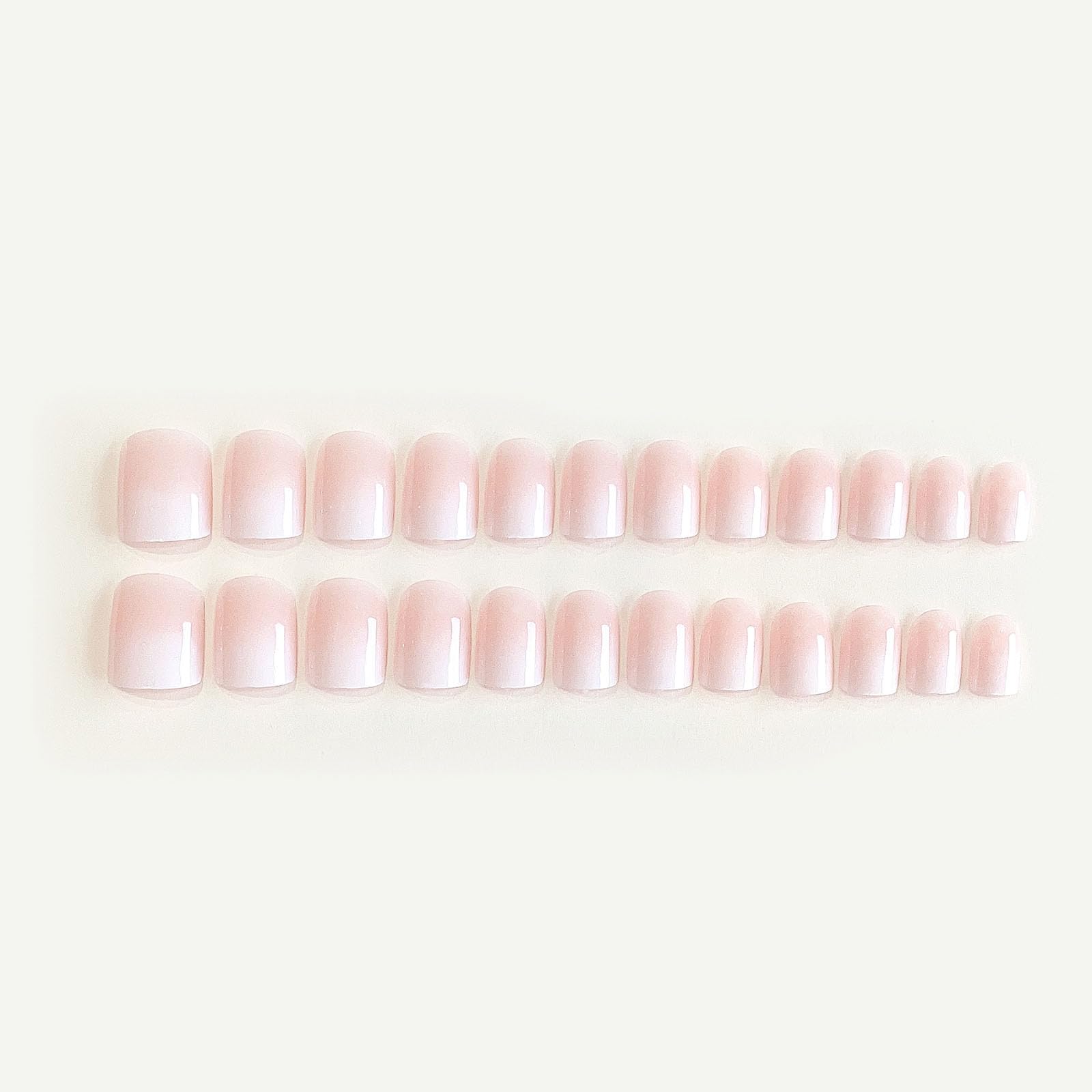 DANMANR Square Press on Nails Short Fake Nails French Acrylic Full Cover False Nails for Women and Girls 24PCS (White Pink) - Image 2
