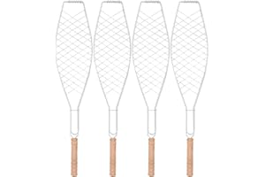 UPKOCH 4 Pcs Grill Basket, Stainless Steel, Folding Fish Grilling Rack for Grill, Grilled Barbecue Clip Net for Meat,Steak, Shrimp, Vegetables, Chops, Portable for Outdoor Camping Picnic