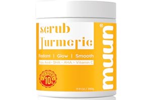 Muun Turmeric Scrub with Kojic Acid AHA/BHA Face &Body - Exfoliator Dark spot Remover- Ingrown Hair Treatment Bikini Area Inner Thighs Armpit Underarm Exfoliating