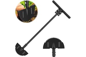 HARRMS Half Moon Edger, Sharp Saw-Tooth Manuel Edger Lawn Tool with T-Grip Handle, Hand Edging Tools for Landscaping, Garden, Flower Beds, Borders, Sidewalk, Turf, Yard, Cable Burying