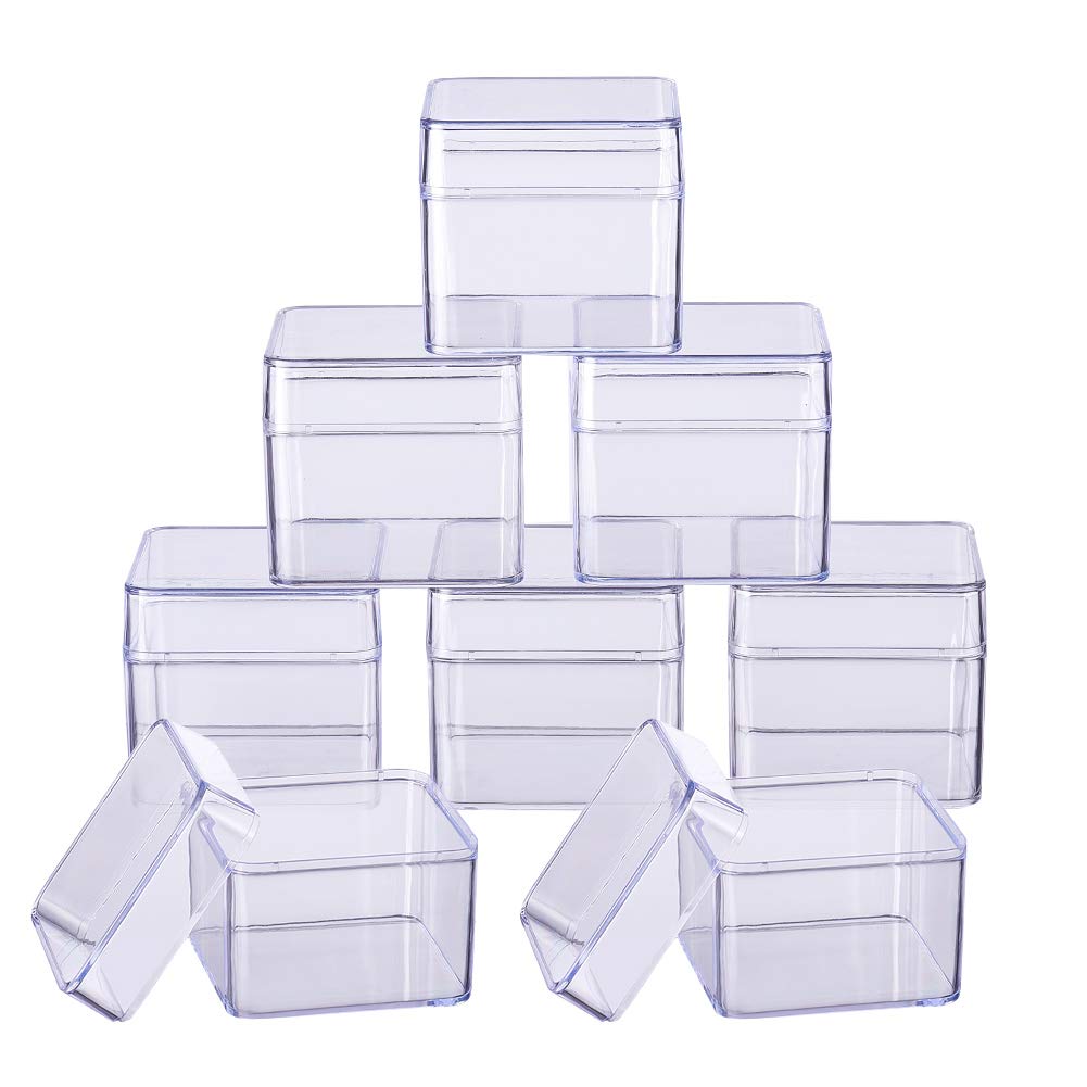 BENECREAT 10 Pack Large Square High Transparency Plastic Bead Storage Containers Box Drawer Organizers for Beauty supplies, Tiny Bead, Jewerlry Findings, and Other Small Items