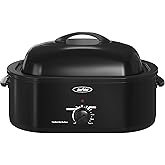Sunvivi 22lb 18-Quart Roaster Oven, Electric Roaster Oven with Self-Basting Lid, Turkey Roaster with Unique Defrost/Warm Function, Large Roaster with Removable Pan &amp; Rack, Stainless Steel, Black
