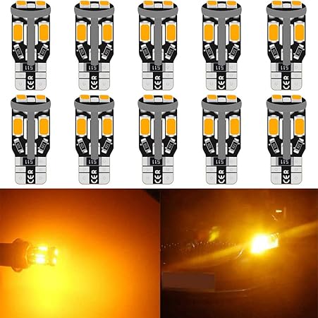 Amazon 10パックt10 194 168 W5w 25非常に明るい琥珀色 黄色550lum Canbusエラー12v Ledライト 10 Smd 5730チップセットマップドーム用車の交換用ランプライセンスプレートサイドマーカーライト ウィンカー サイドマーカー 車 バイク