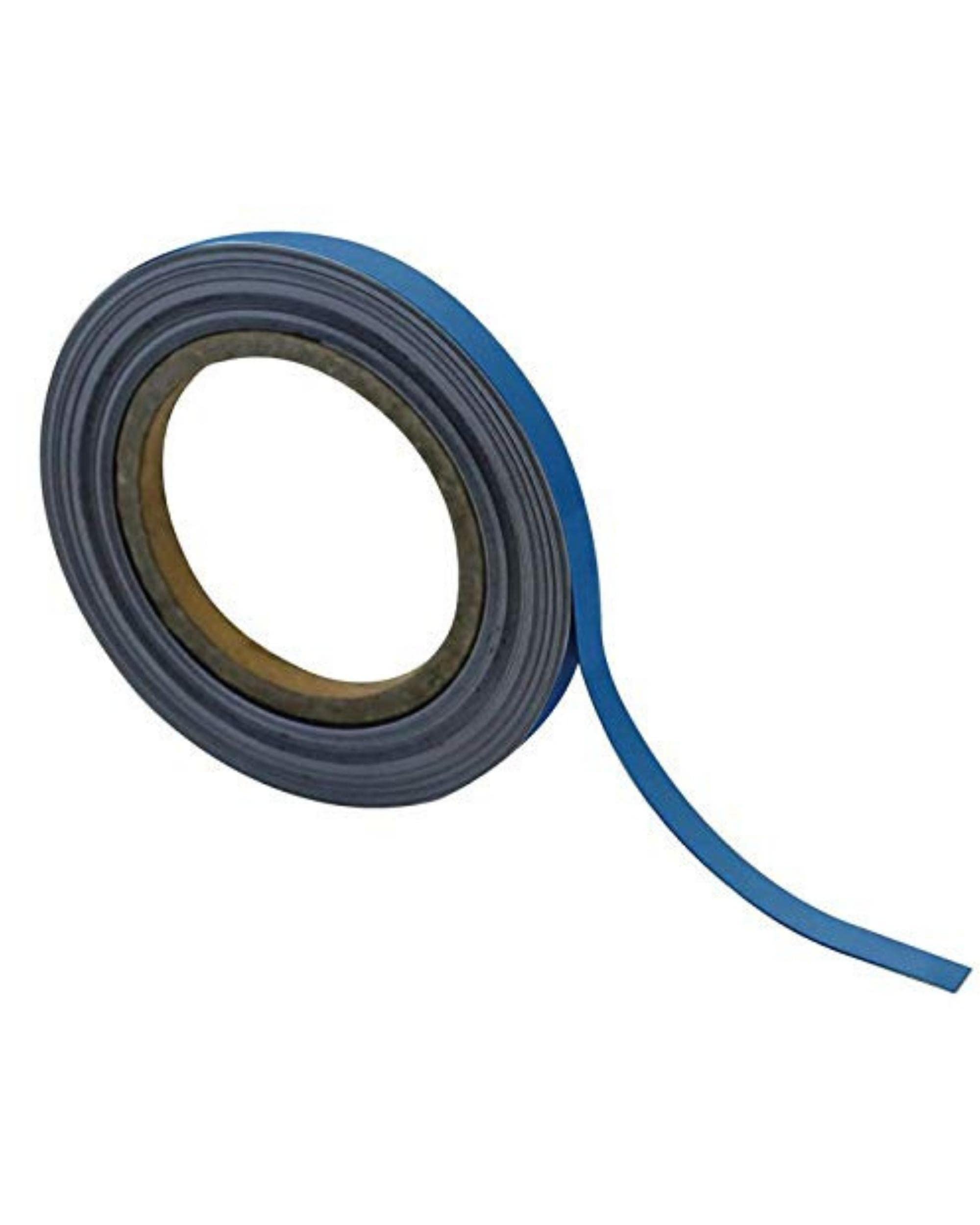 Magnetic Steel Easy-Wipe Tape, Thin & Flexible, Cut to Fit Strip, Strong Magnetic Tape, High Visible Identification, Suitable For All Non-Magnetic Surfaces - Blue - H.10mm x W.10M