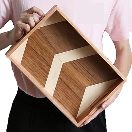 Amazon Glyy 北欧 ランチトレイ 木製トレー 33cm 22 5cm 7cm 長方形 取っ手付トレイ 洗える ランチトレー ティー カフェ お盆 ナチュラル 果物の木の皿 業務用 定食店 飲食店 料理店 家庭用 Glyy トレイ 盆