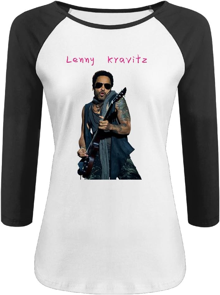 Women's Lenny Kravitz 100% Cotton 3/4 Sleeve Athletic Raglan Sleeves T-Shirt