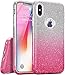 TOZO for iPhone X Case, Shiny [Bling Crystal] Thin Glitter Sparkle [Support Wireless Charging] Premium Three Layer Hybrid TPU Soft Grip Cover Shell for 5.8 Inch iPhone X/iPhone 10 - Gradient Pink