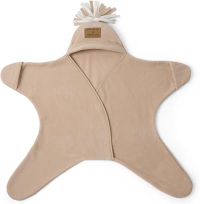 Clair de Lune Star Fleece Baby Wrap Blanket 6-12 Months Oatmeal