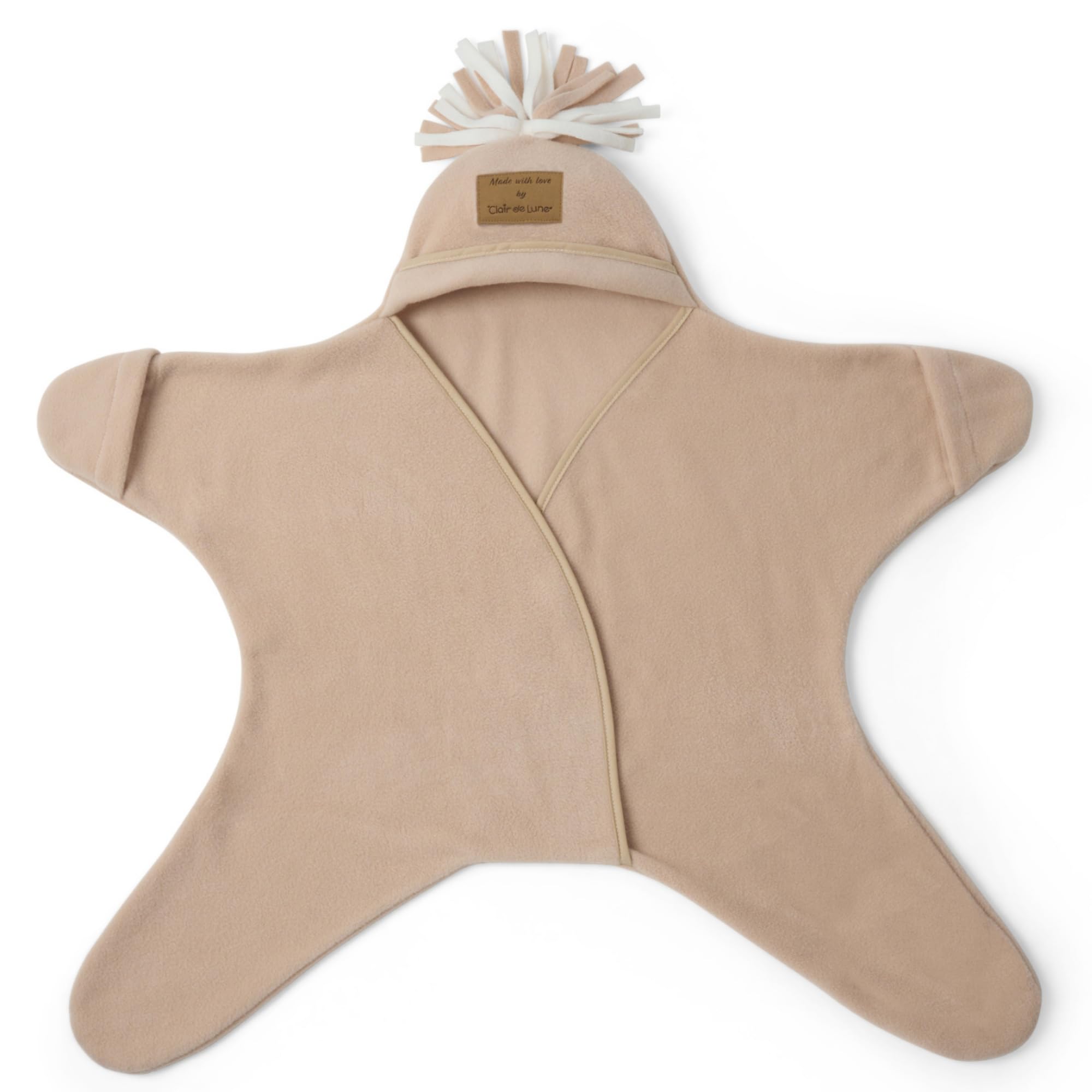 Clair de Lune Star Fleece Baby Wrap Blanket 0-6 Months (Oatmeal)
