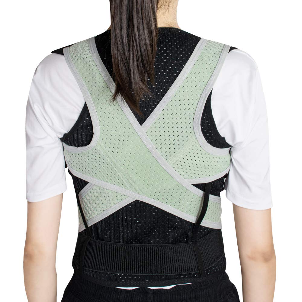 Denshine Fully Adjustable Posture Corrector Shoulder Support Back Brace L(26-32in) for Improve Upper and Lower Back Pain Relief for Women & Men