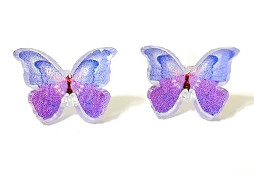Hypoallergenic 3D Butterfly Stud Earrings on Plastic Posts, Metal