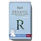 Rael Organic Incontinence Liners Long Organic Bladder Control Liners, 4 Layer Core Protection with Leak Guard Technology (72 