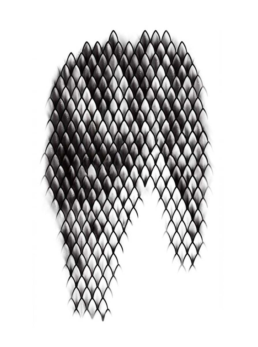Set of 2 Snake Scales Tattoo Stickers, Large-Size Black Temporary Fake Tattoos for Men and Women