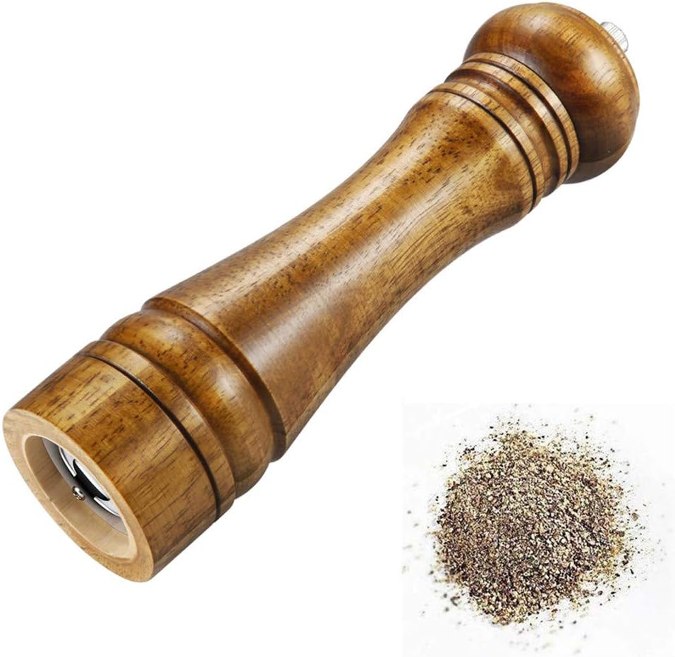 Set Macina Sale E Pepe In Legno Manuale, Grana Regolabile Con Vassoio Per Macina Sale E Pepe Cucchiaio~p151407307
