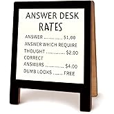 CFFJLHN Answer Desk Sign, Answer Desk Rates Sign, Office Decor Desk Accessories Wooden Sign, Funny Gag Cubicle Decoration Supplies Sign Team Employee Appreciation Gifts Fun Humor
