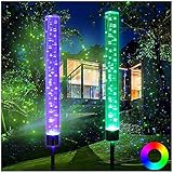 2pcs Garden Solar Lights Outdoor Solar Acrylic Bubble RGB Color Changing Solar Powered Garden Stake Lights for Garden Patio Backyard Pathway Decoration