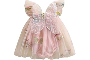 GINEVSAL Toddler Girl Butterfly Dress Sleeveless Flowers Butterfly Summer A-line Dress Tulle Princess Dress for Infant