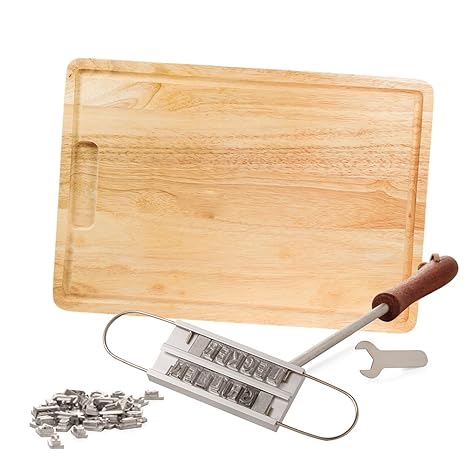 Crazy Kitchen 2er Set Grillprofi - Grill Brandeisen mit wechselbaren Buchstaben und Schneidebrett mit Gravur – König am Grill