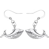 WEVENI Silver Gold Plated Cute Turtle Hippocampus Shark Whale Earrings Dangle Ocean Themed Jewelry for Women Ladies Dainty Gift (Silver Whale)