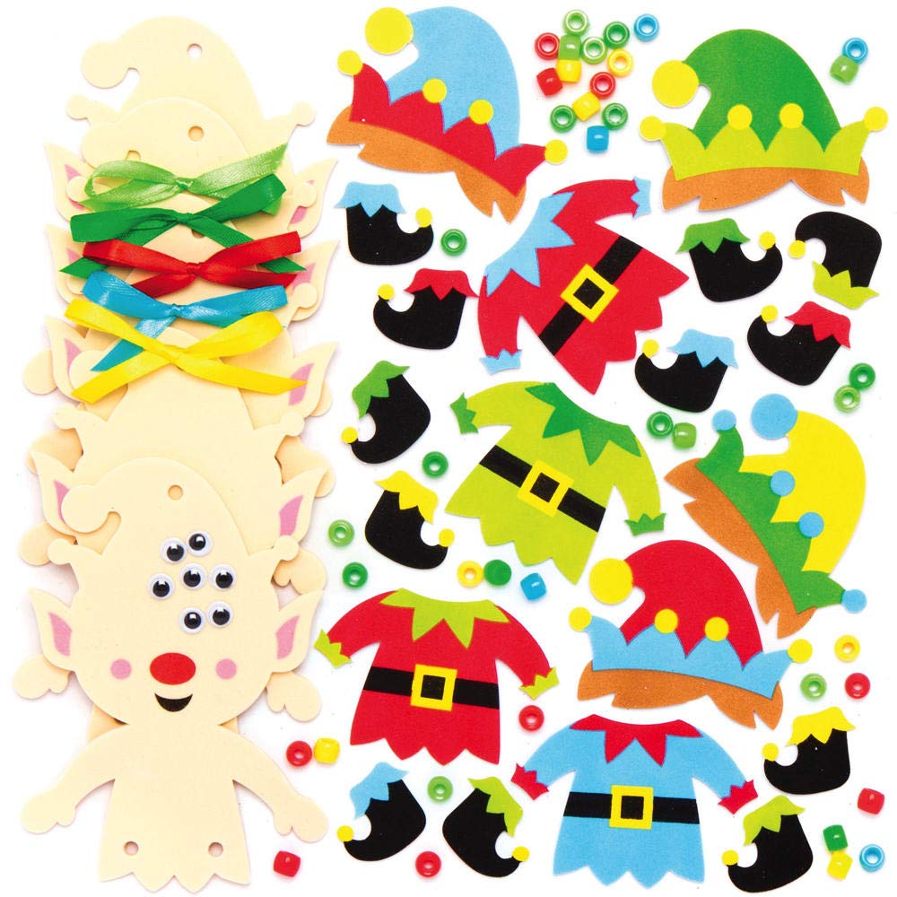 Baker Ross AX398 Christmas Tree Elf Decoration Kits, Pack of 5 - Image 3