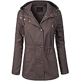 MixMatchy Womens Utility Anorak Jacket Lightweight Hooded Zip Up Safari Style Coat with Snap Buttons Chest and Hand Pockets