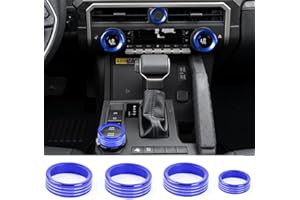 KUJOOY for Toyota Tacoma 2024 2025 Limited TRD Pro Trailhunter, for TRD Sport TRD Off-Road Opt 14" Display, for 4Runner 2025 AC Switch Audio Drive Knob Cover Alloy Interior Accessories (Blue)