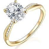 2CT / 3CT / 5CT Radiant Cut Moissanite Engagement Rings for Women,925 Sterling Silver 14K White / Yellow Gold Plated Solitaire Bezel Wedding Bands Promise rings for Her (D Color VVS1 Clarity)