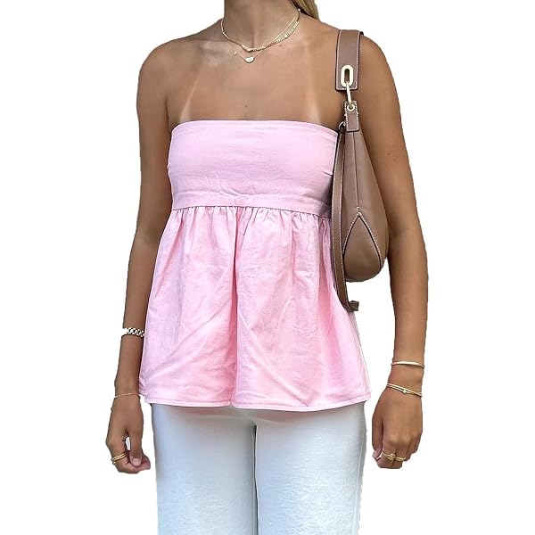 Camiseta Sin Mangas Y2K Con Volantes Fruncidos Para Mujer - Estilo Peplum, Cuello Redondo, Multicolor