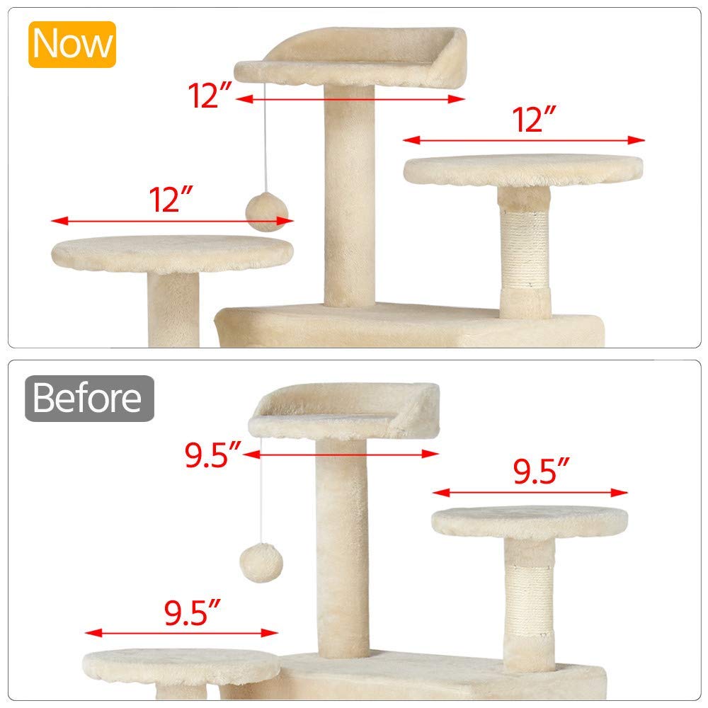 Yaheetech Cat Kitten Tree Condo Furniture Scratcher Play Beige 53\'\'H