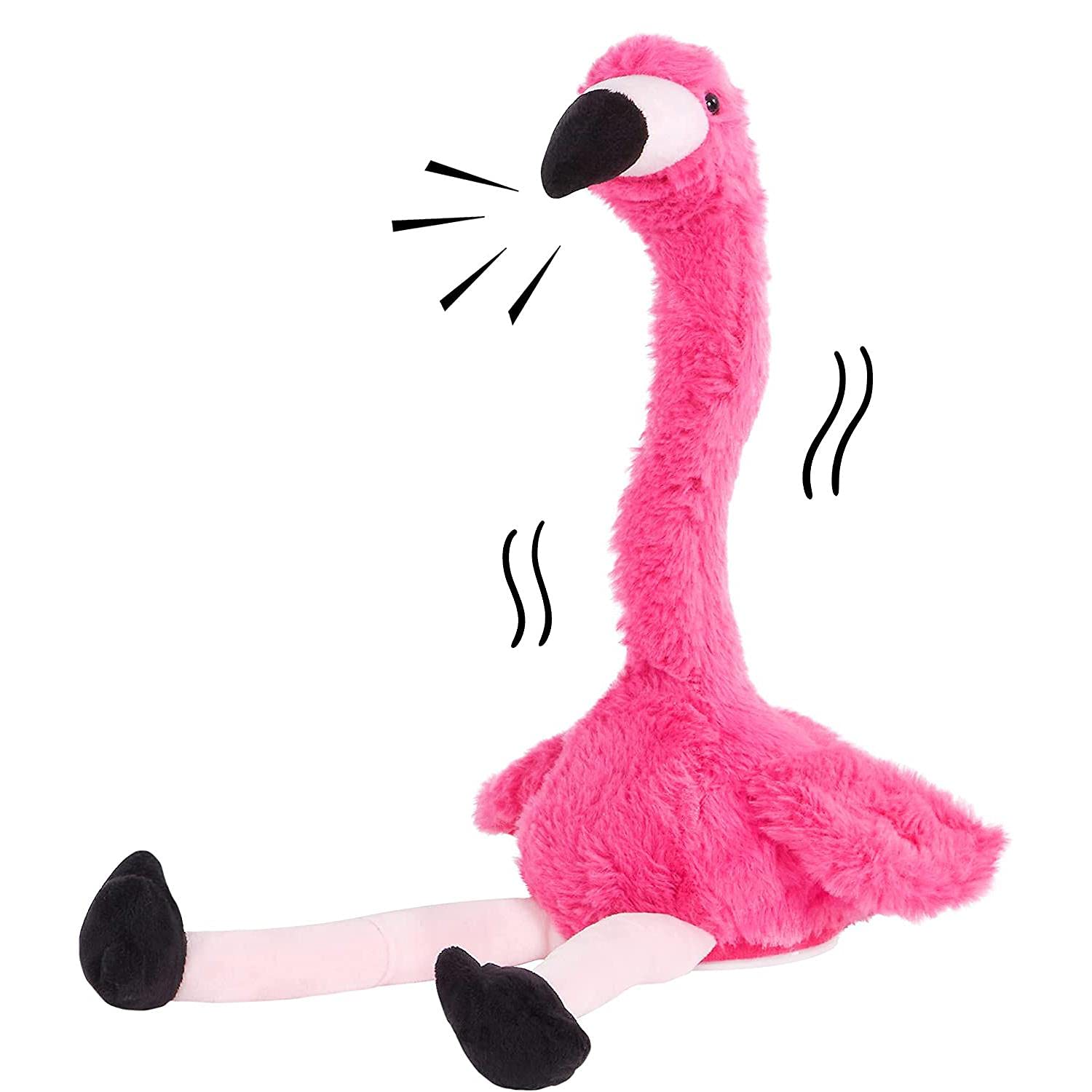 BSTCAR Flamingo Plush Toy 13.8inches Talking Flamingo Repeat What You Said and Twisting The Neck, Cute Electric Flamingo Plushie Interactive Toys Gift for Baby Kids