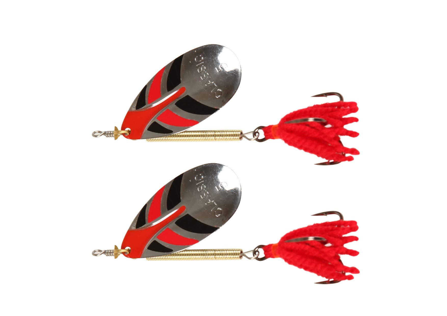 FISHZONE - 2 Pack of Quality VAPATAIL SILVER Classic Design Predator Spinners with Trebles & Tail (Multiple Blade Sizes 1 2 3 4 5 6) Pike Perch Trout (Blade 4-12g - 40mm)